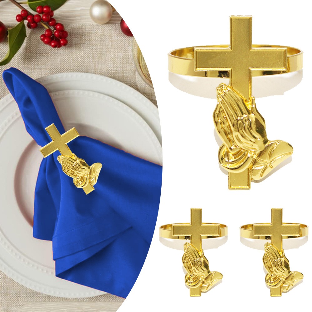Buddha Hand Baptism Cross Napkin Rings