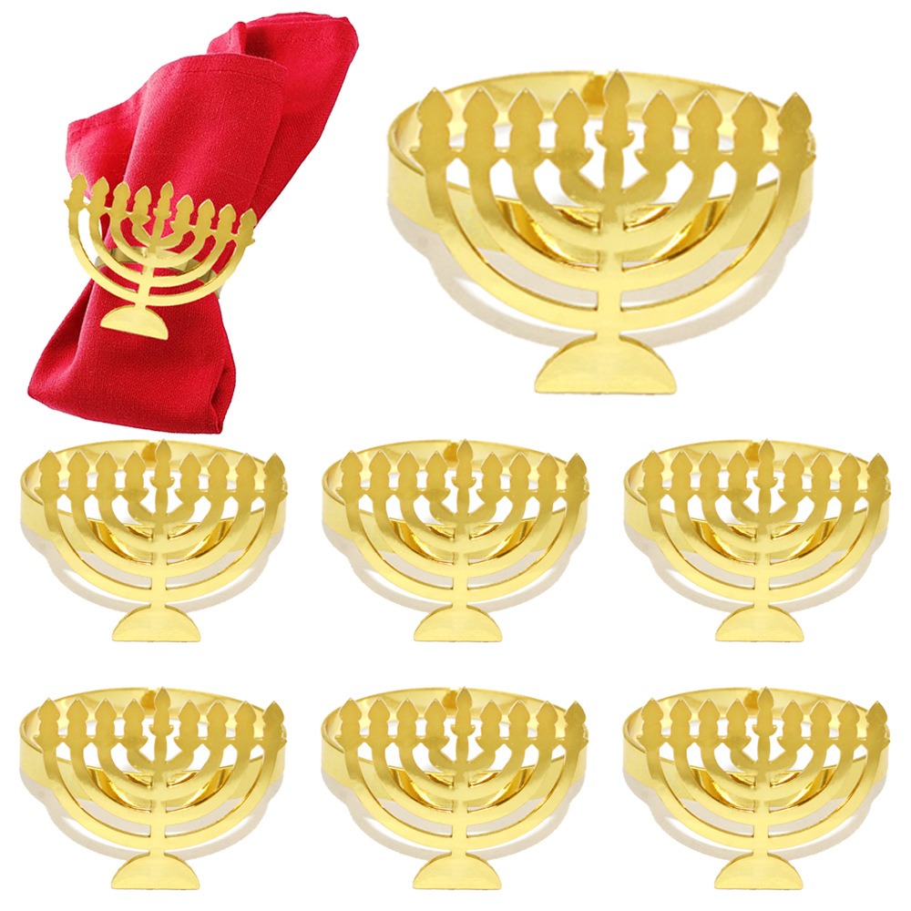 Candlestick Hexagram Hanukkah Napkin Rings