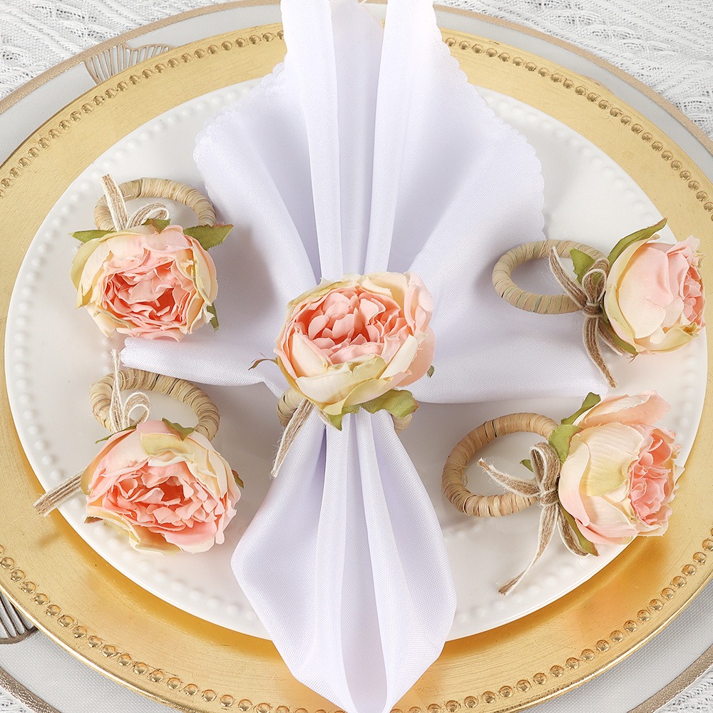 Pink Rose Napkin Rings