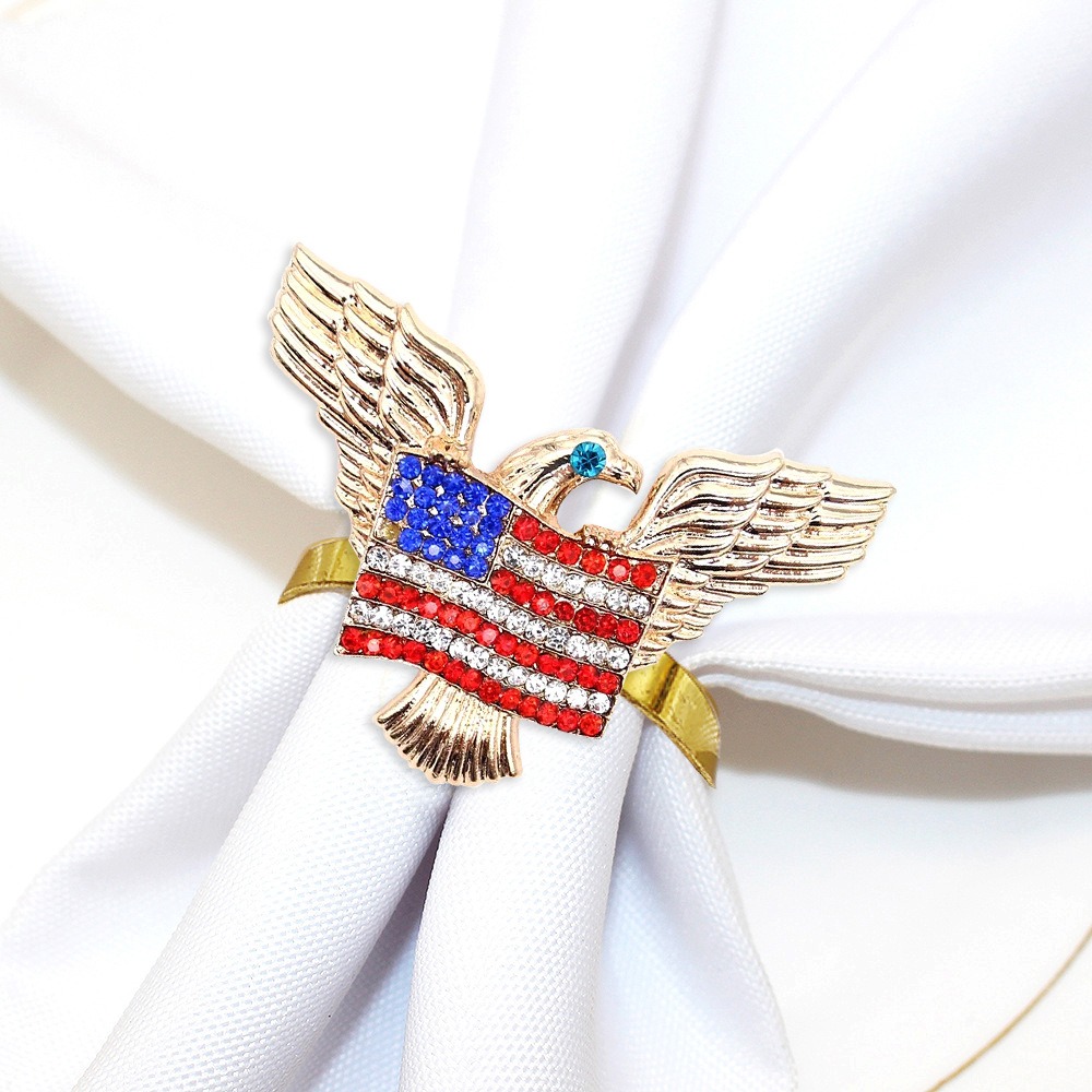 Independence Day Flag Diamond Eagle Napkin Rings