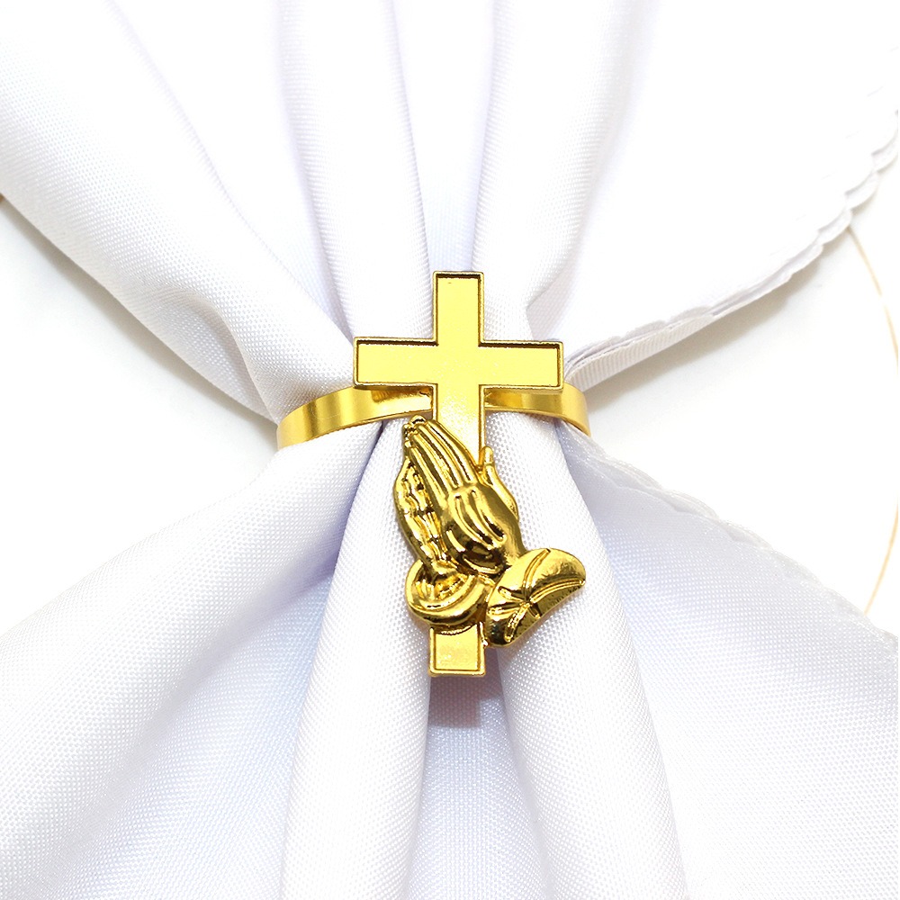 Buddha Hand Baptism Cross Napkin Rings