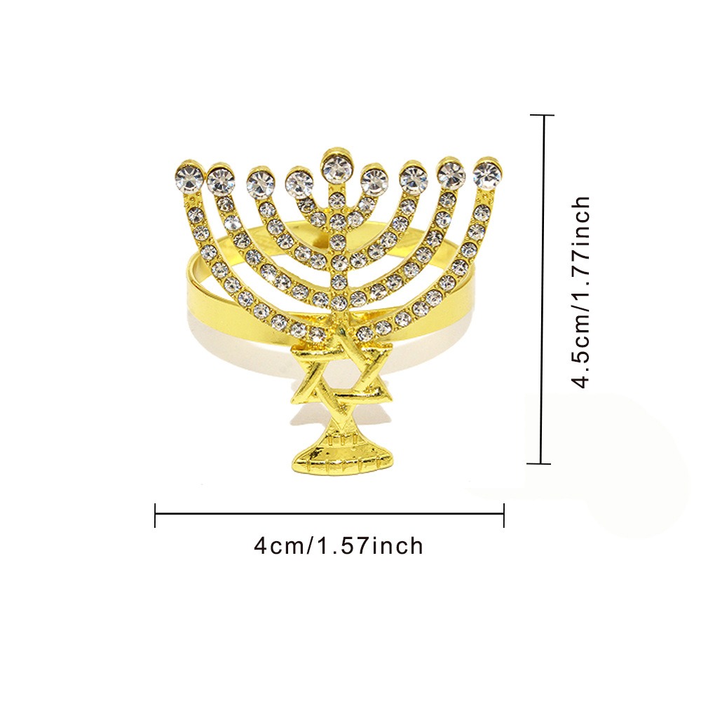 Candlestick Hexagram Hanukkah Napkin Rings