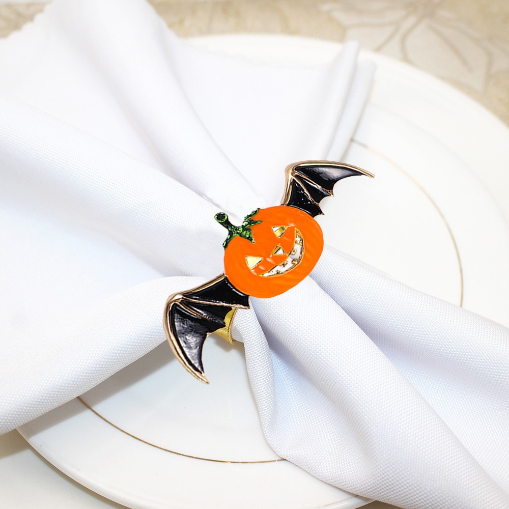 Bat Wing Pumpkin Napkin Rings