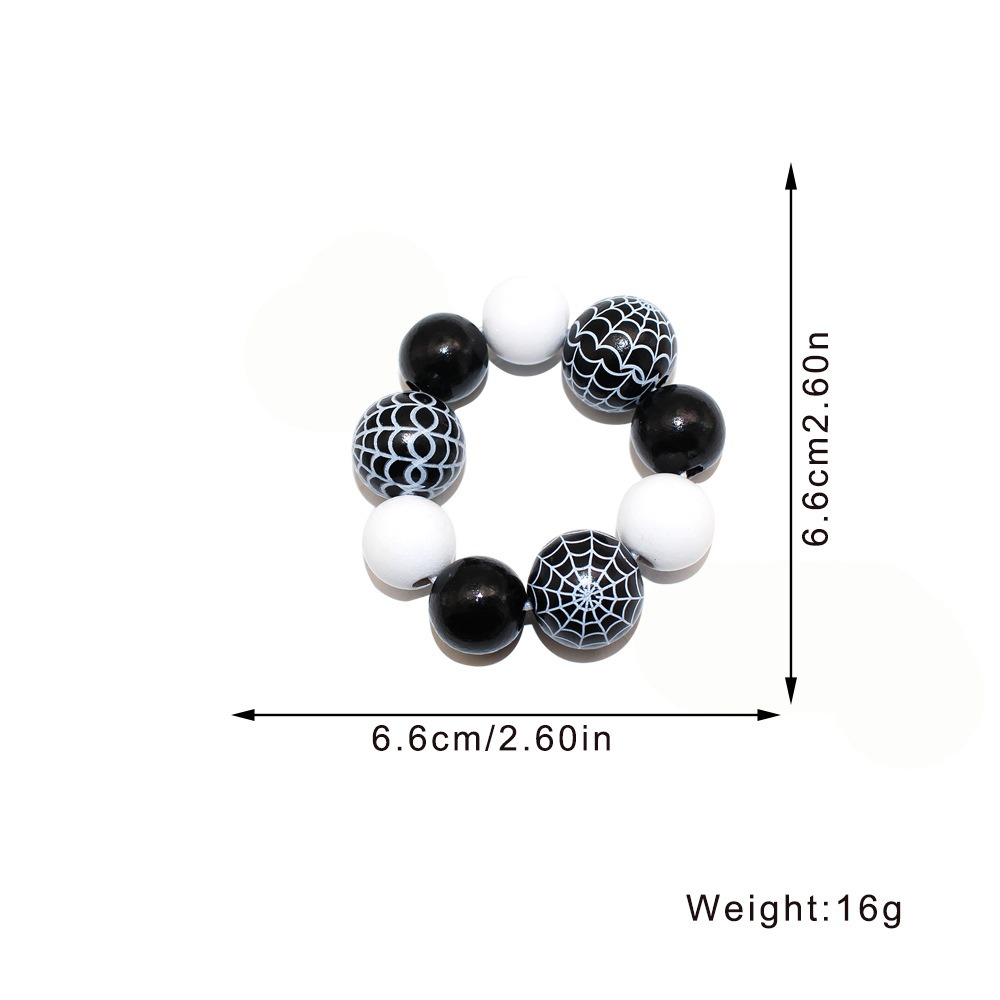 Black White Wood Bead Napkin Rings