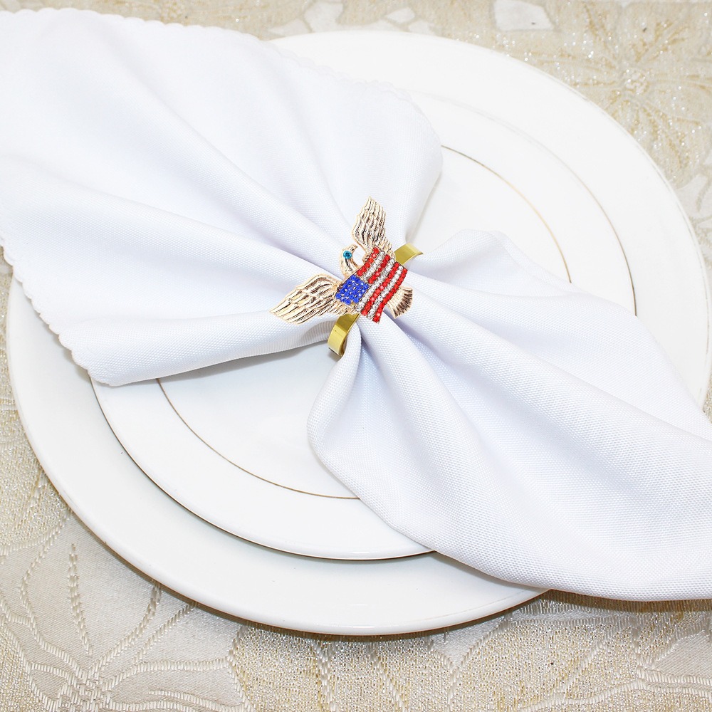 Independence Day Flag Diamond Eagle Napkin Rings