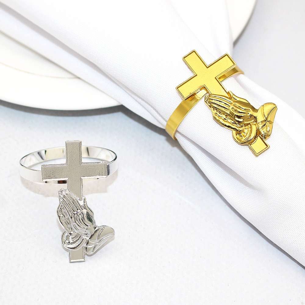 Buddha Hand Baptism Cross Napkin Rings