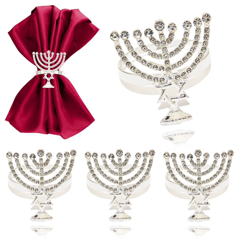 Candlestick Hexagram Hanukkah Napkin Rings