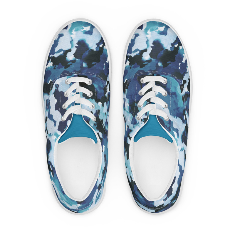 Blue Camo Lace-Up Canvas Shoes