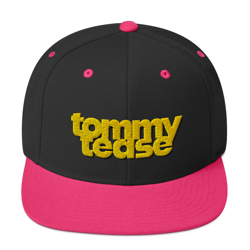 Embroidered Logo Snapback Hat Pink Bill