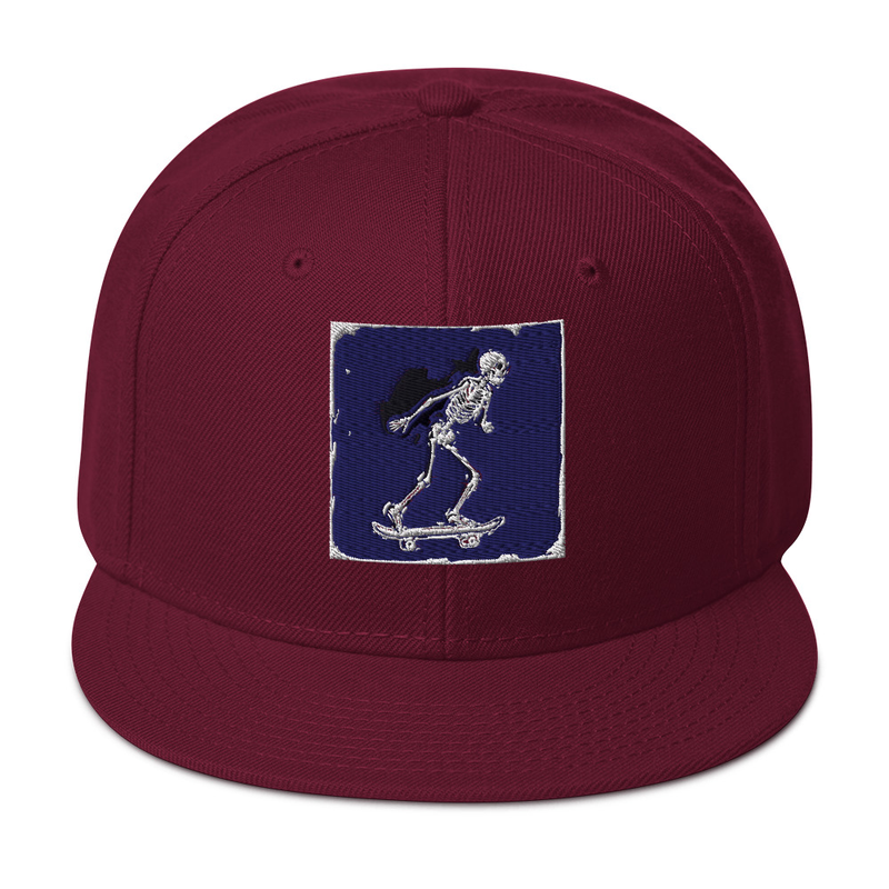 Embroidered Skeleton Skating Blur Snapback Hat