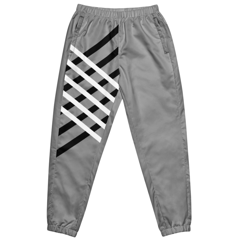 Gray Track Pants with One Leg Quin Cross