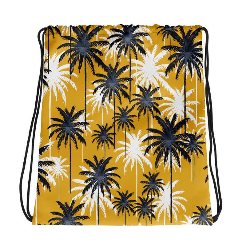 Golden Palms Drawstring Bag
