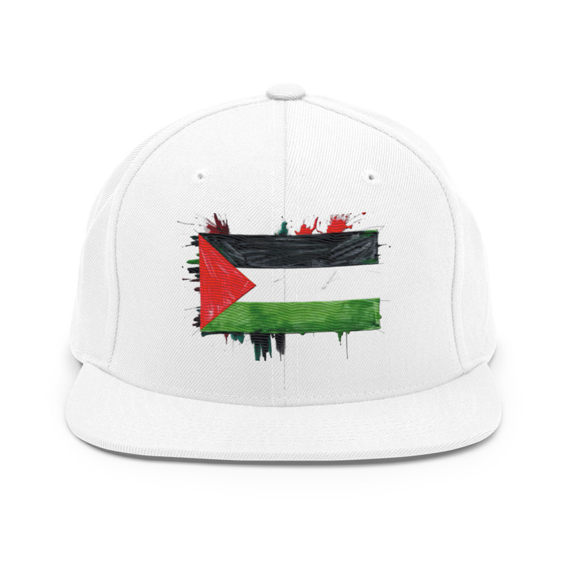 All-White Graffiti Palestine Flag Snapback Hat