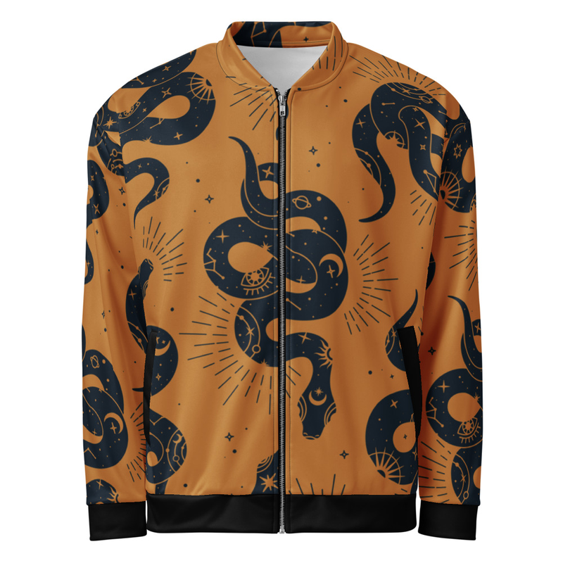 Serpent Pattern Bomber Jacket