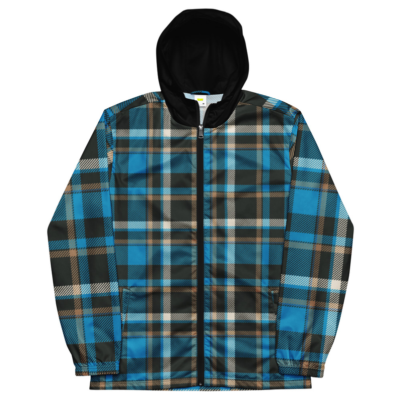Blue Check Zip Windbreaker Hoodie