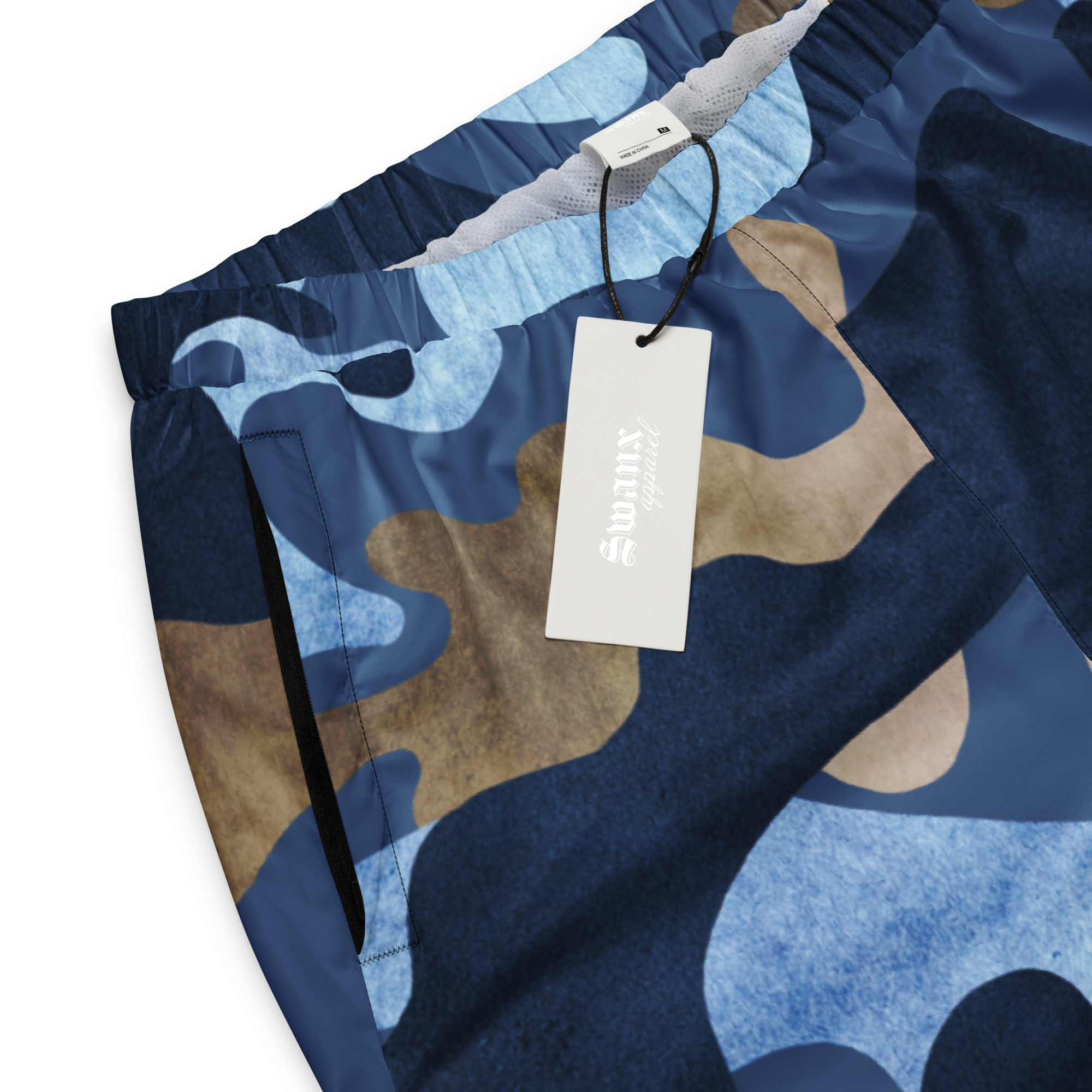 Camo Track Pants in Blue & Gold