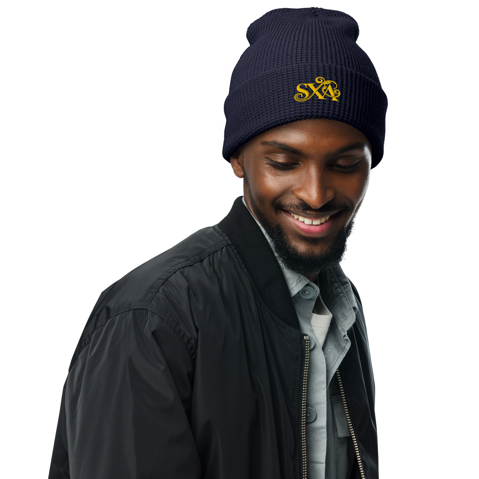 Swanx Embroidered Waffle Beanie