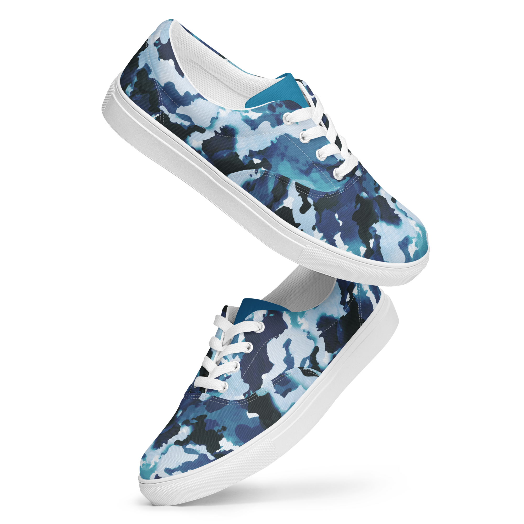 Blue Camo  Lace-Up Canvas Shoes