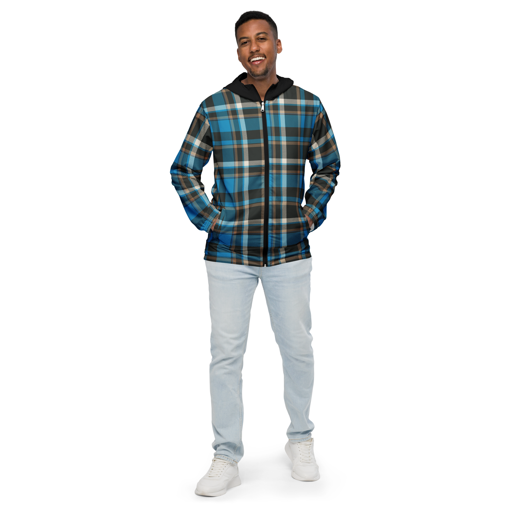 Plaid Hooded Windbreaker