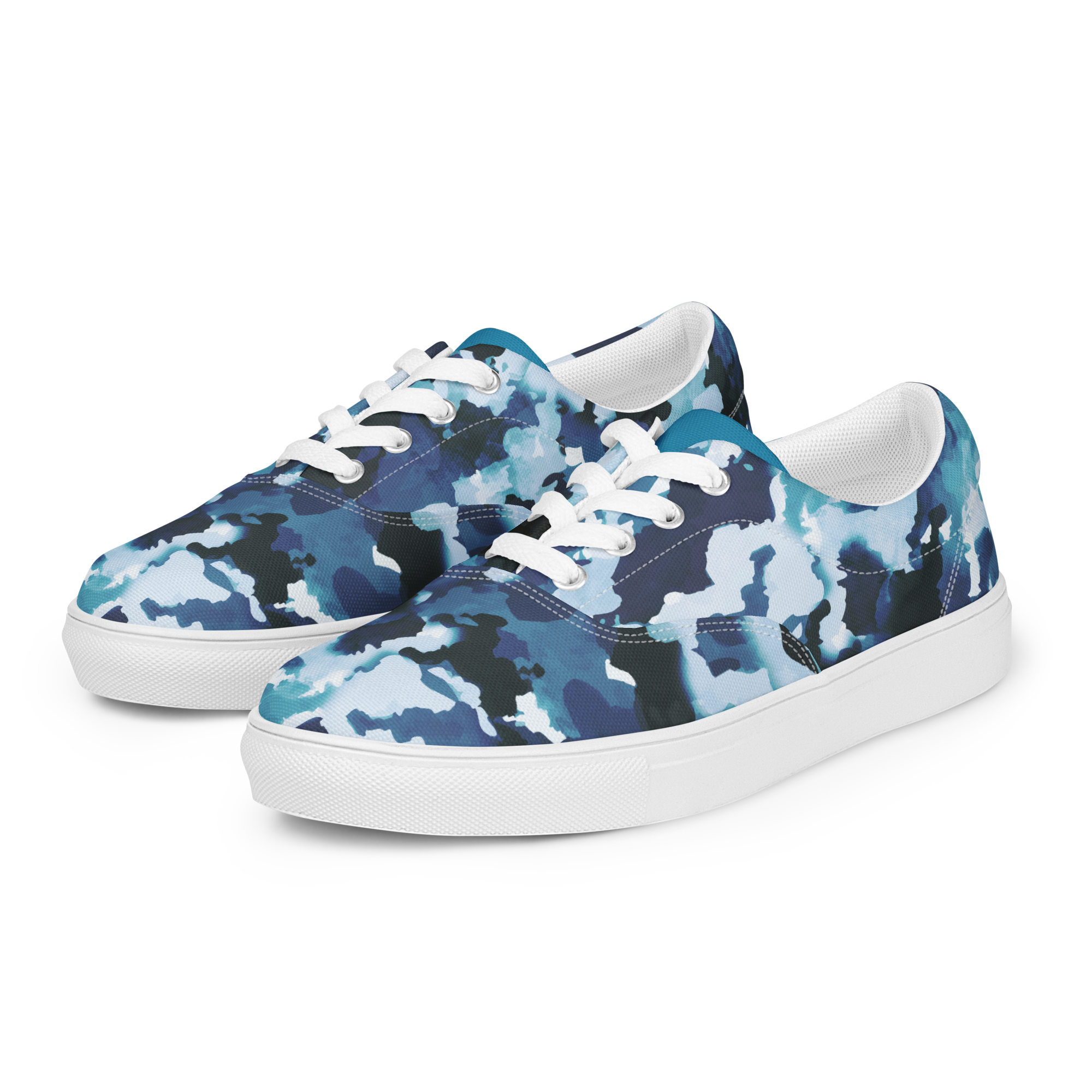 Blue Camo  Lace-Up Canvas Shoes