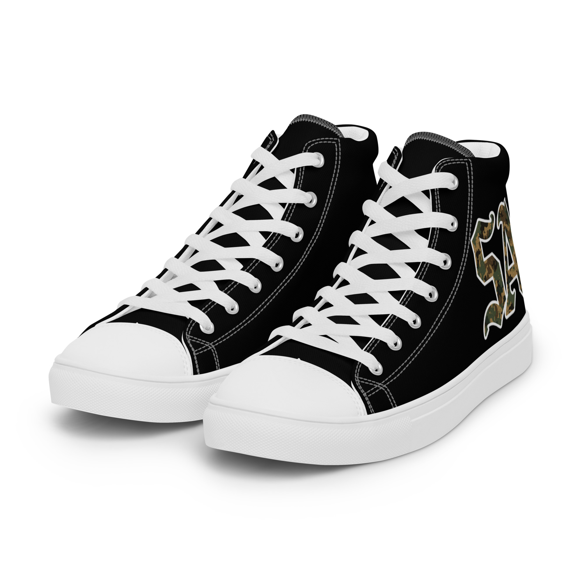 Black High-Tops with Camo Monogram