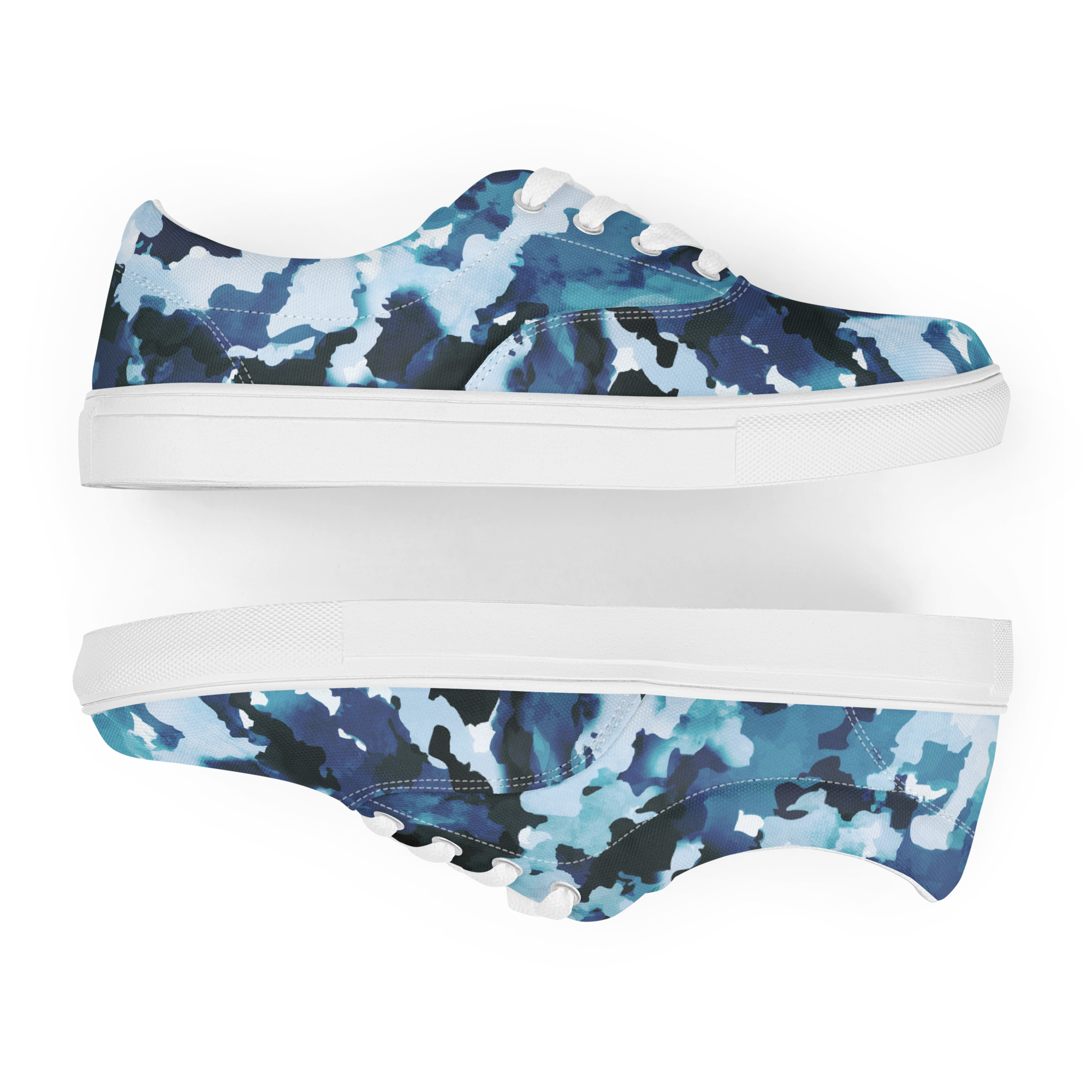 Blue Camo  Lace-Up Canvas Shoes
