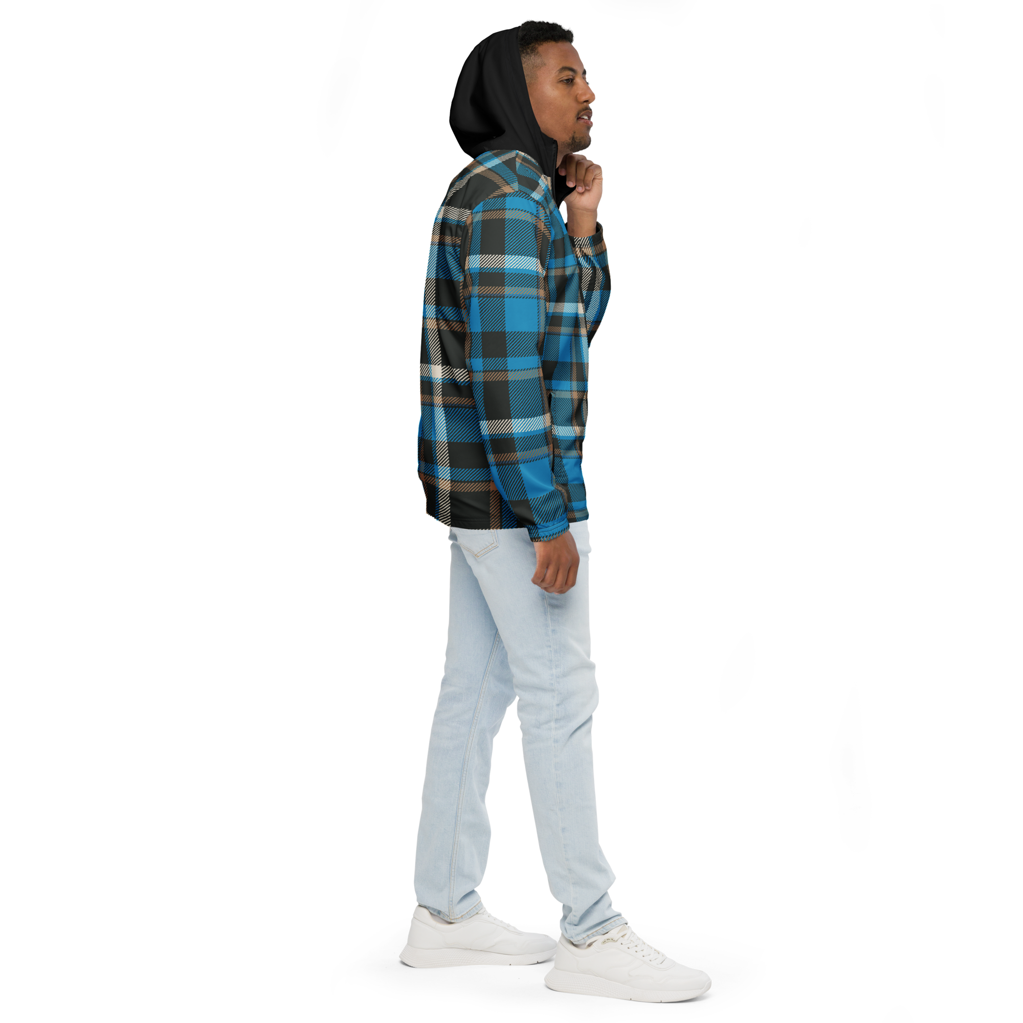 Plaid Hooded Windbreaker