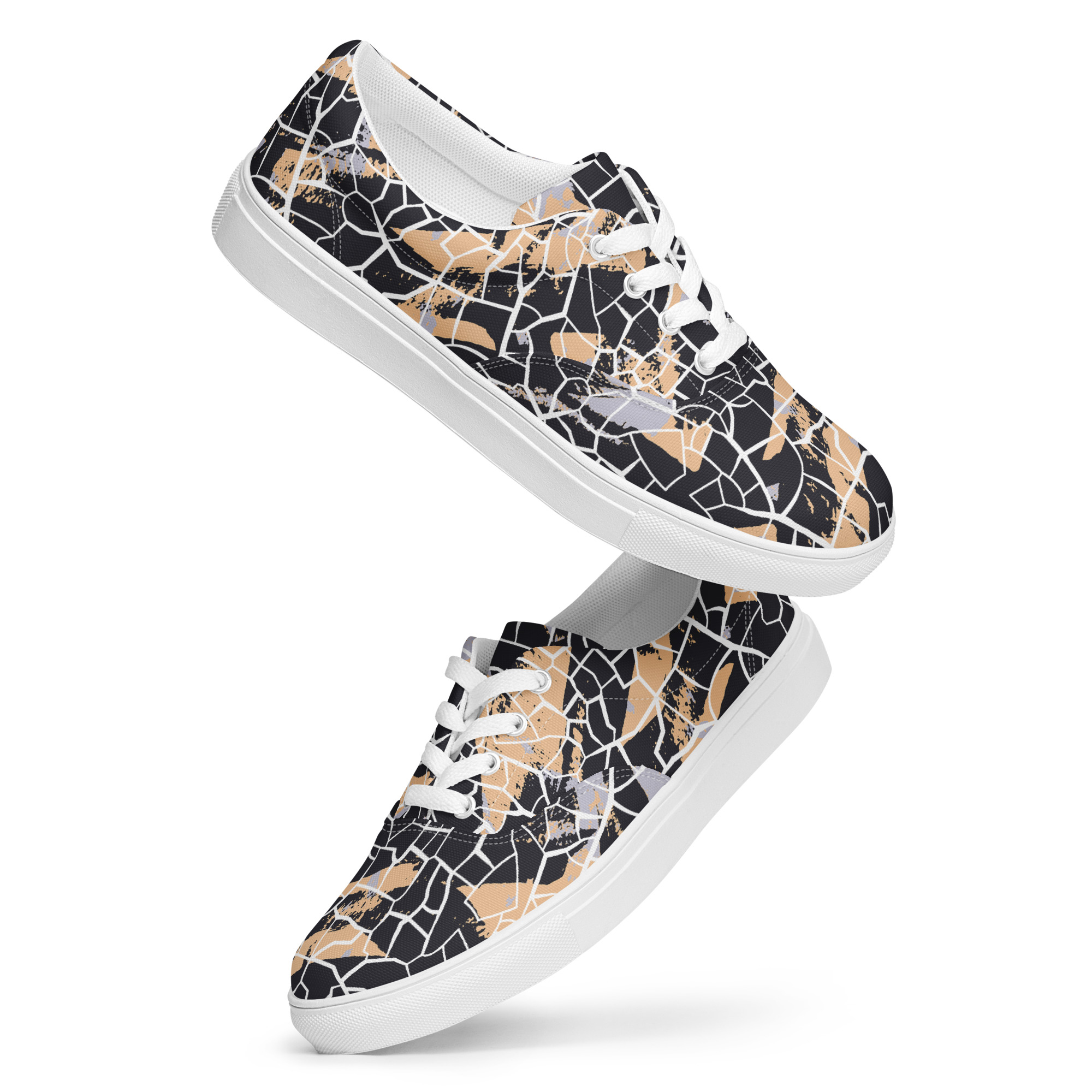 Abstract Crackle Lace-Up Sneakers