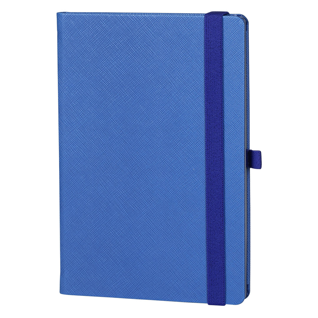 Bllok shenimesh i personalizuar ALICANTE – A5 elegant me kapak te bardhe dhe brez elastik gri