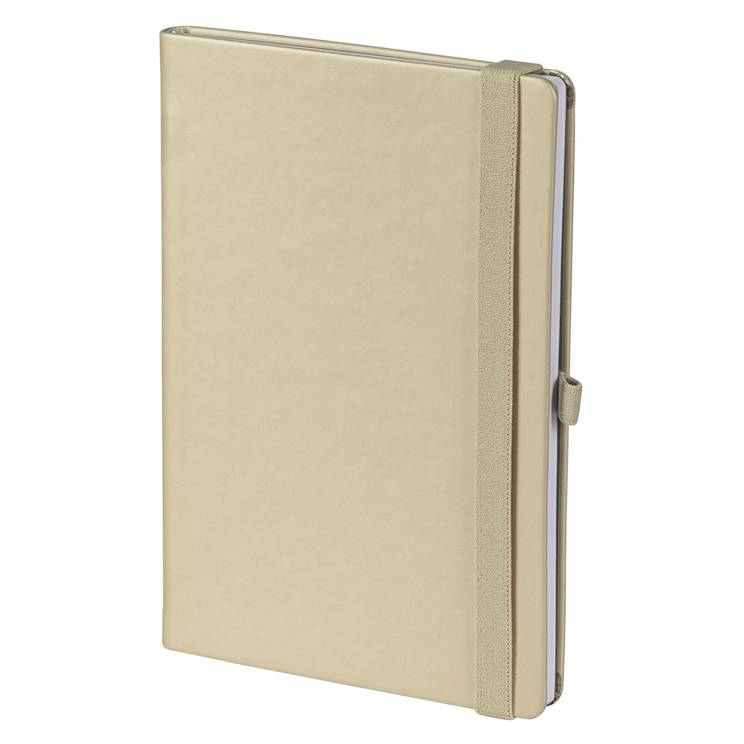 Bllok shenimesh i personalizuar OSLO i bardhe – A5 elegant me brez elastik dhe mbajtes per stilolaps