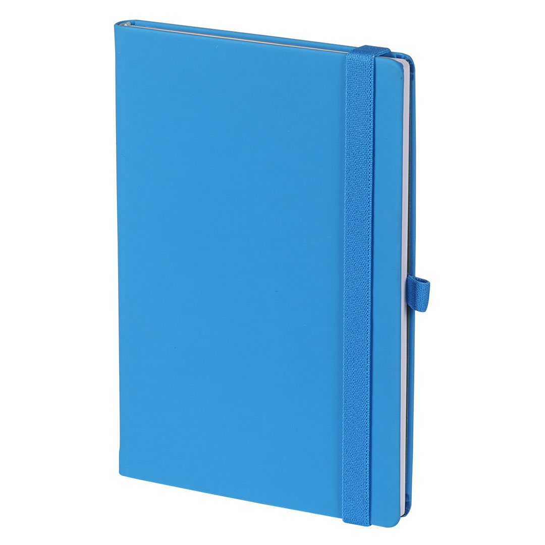 Bllok shenimesh i personalizuar OSLO i bardhe – A5 elegant me brez elastik dhe mbajtes per stilolaps