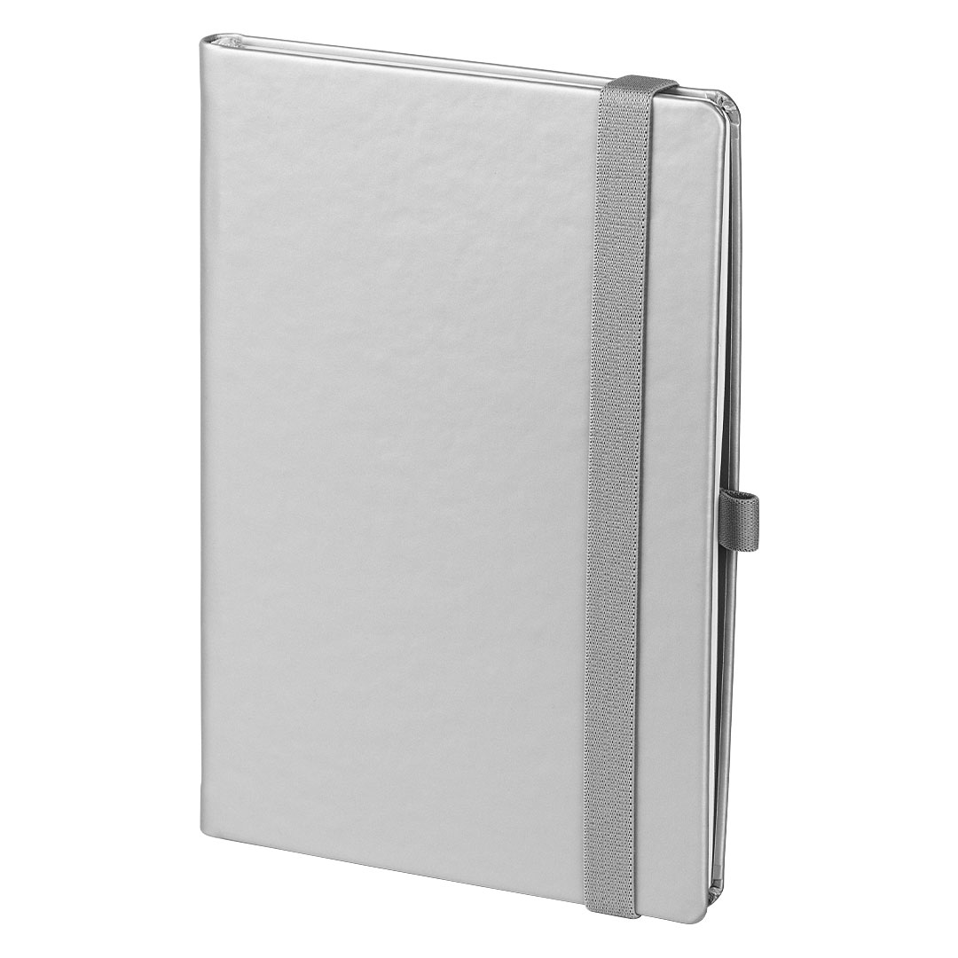 Bllok shenimesh i personalizuar OSLO i bardhe – A5 elegant me brez elastik dhe mbajtes per stilolaps