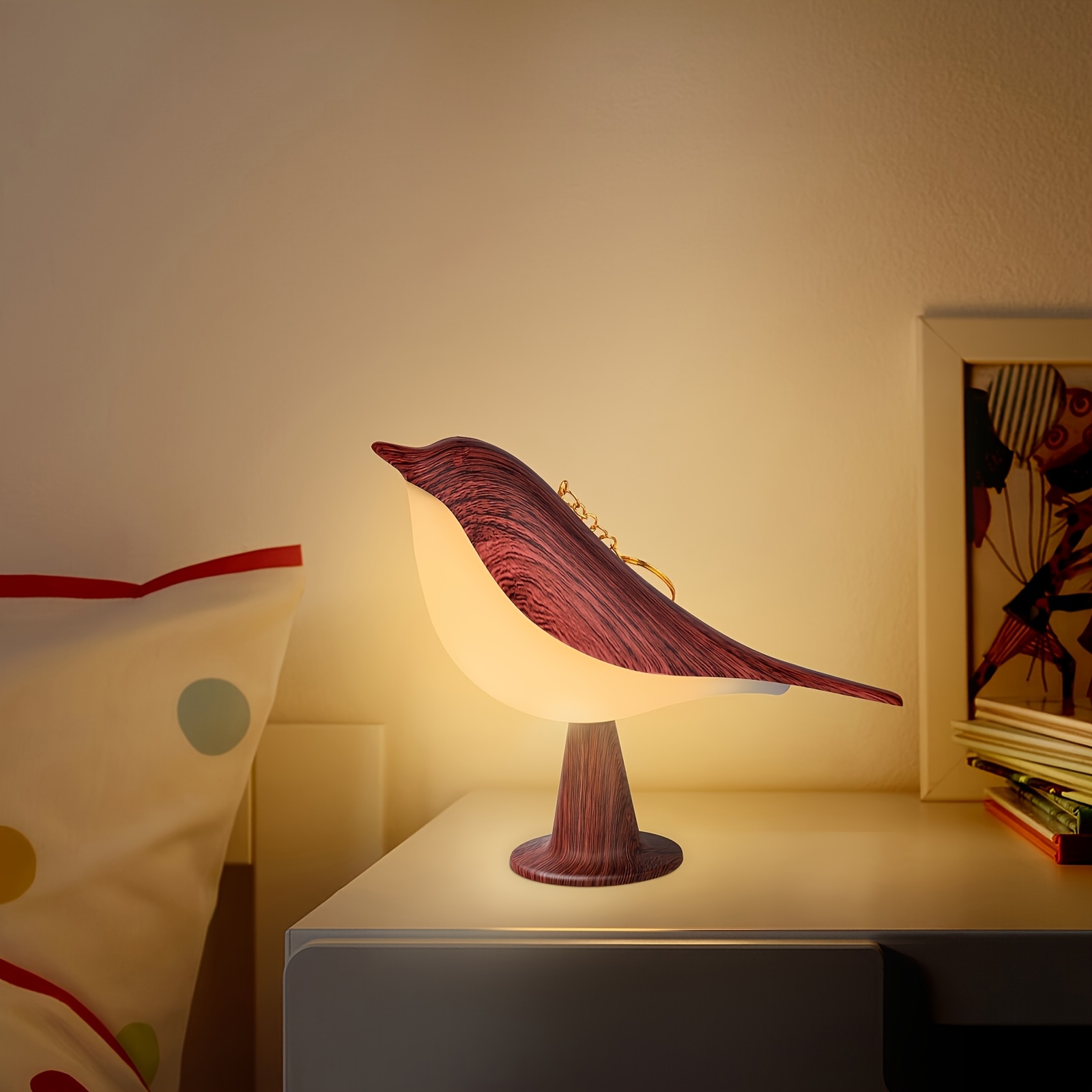 Wooden Bird Table Lamp