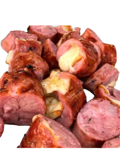 Linguiça de costela recheada com queijo