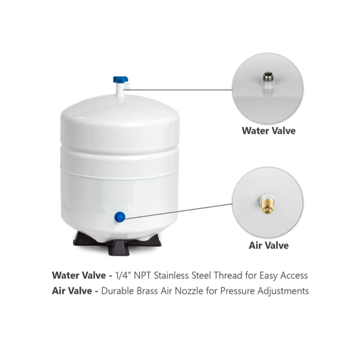 ADD-ON KIT: RO Faucet + Reverse Osmosis Water Storage Pressure Tank4.5 Gallon 4.5 Gal Capacity) PA-E RO-132 with Tank Valve /Tubing/Tee