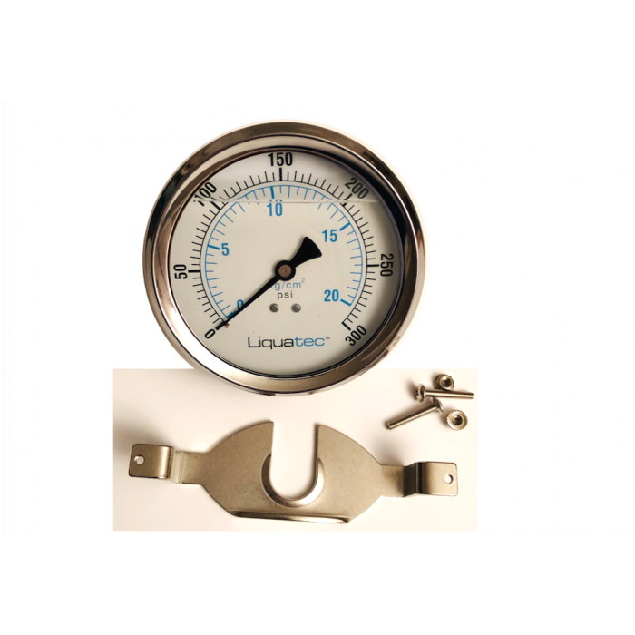 4″ Glycerine Filled Pressure Gauge | 0-300 PSI / 20 KG | Center Back Mount | 304 SS | 1/4″ MPT