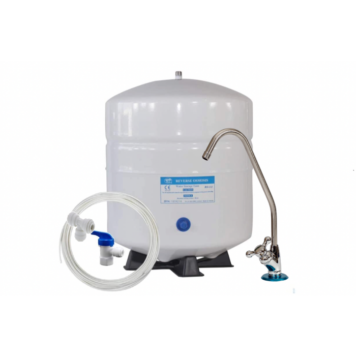 ADD-ON KIT: RO Faucet + Reverse Osmosis Water Storage Pressure Tank4.5 Gallon 4.5 Gal Capacity) PA-E RO-132 with Tank Valve /Tubing/Tee