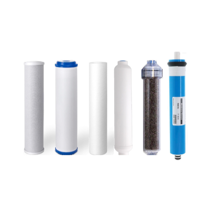 Replacement Water Filter Set + 100 GPD Membrane for Dual Outlet Reverse Osmosis Filtration Systems (DI Inline)
