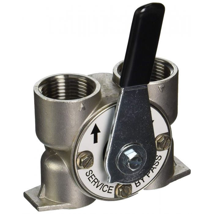 1″ Bypass Valve for Fleck Control Heads 5600, 2510, 9100, 9000 – Stainless Steel
