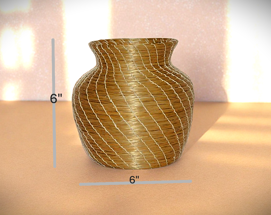 Handcrafted Woven Vase 6 inches Round and Tall