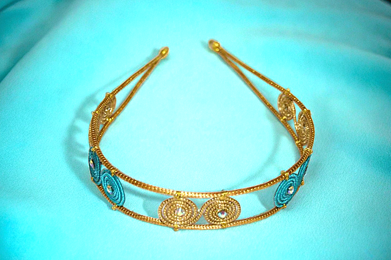 Elegant Headband golden and turquoise Color