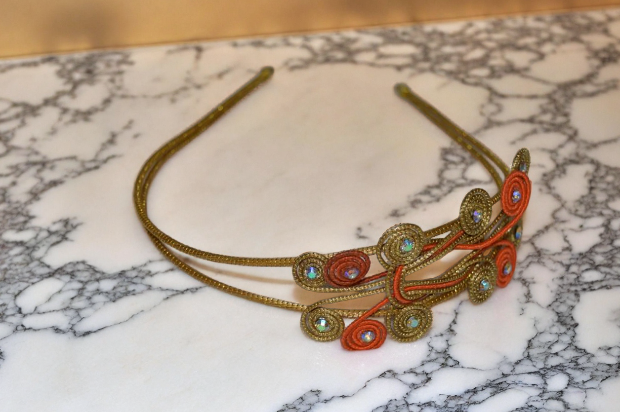 Elegant Golden and orange Color decorative Headband