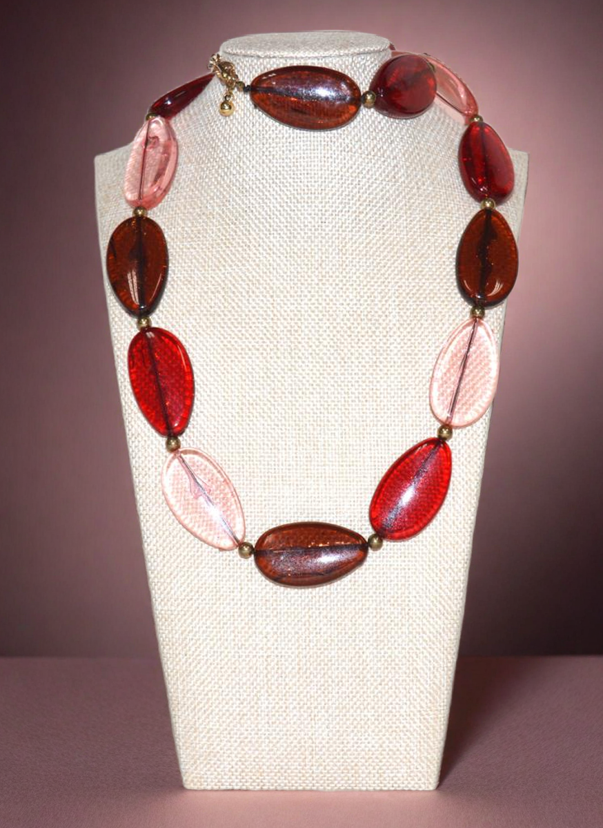 Red and Pink Glass Bead Necklace
