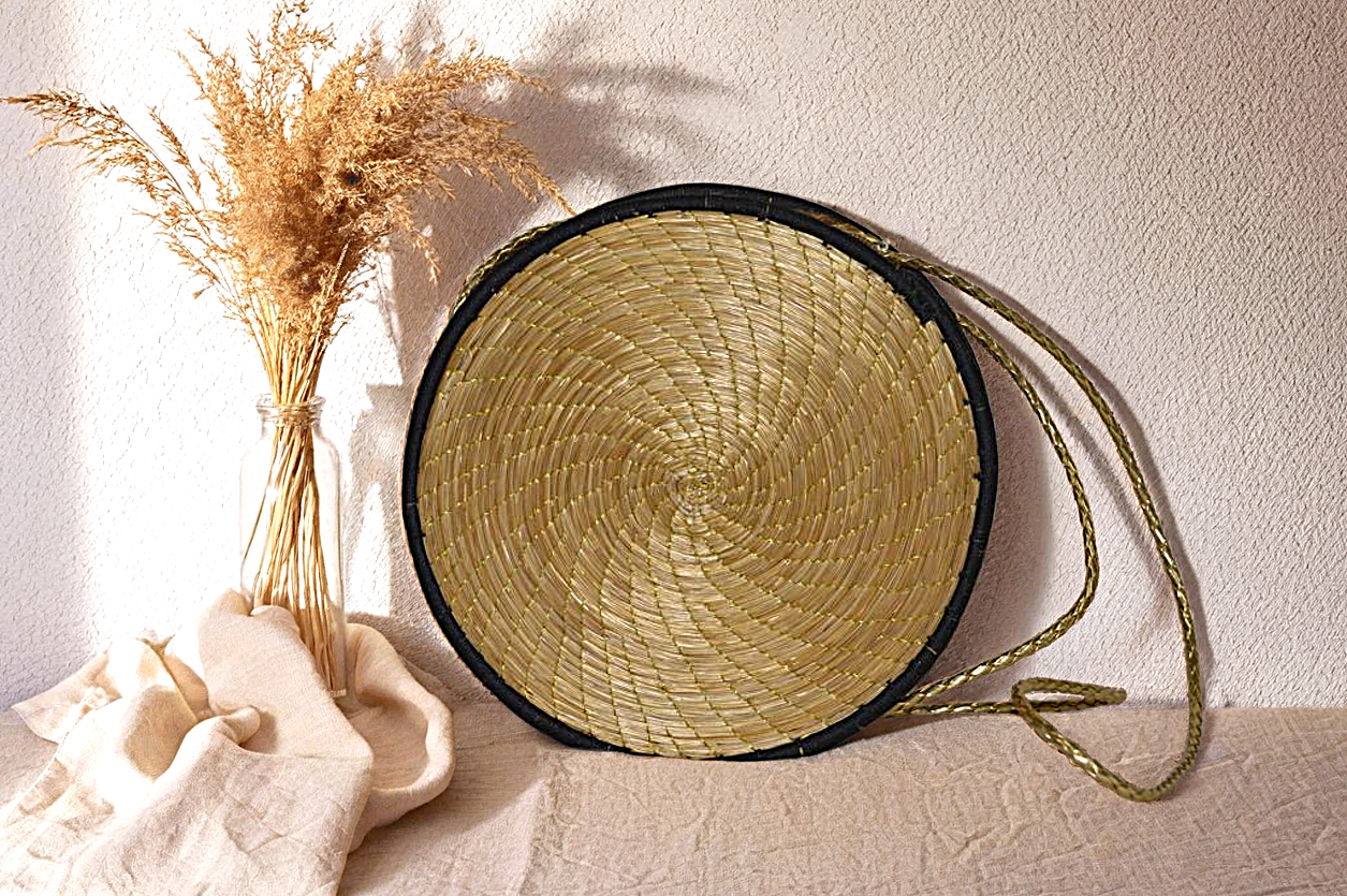 Handwoven Straw Circular Bag