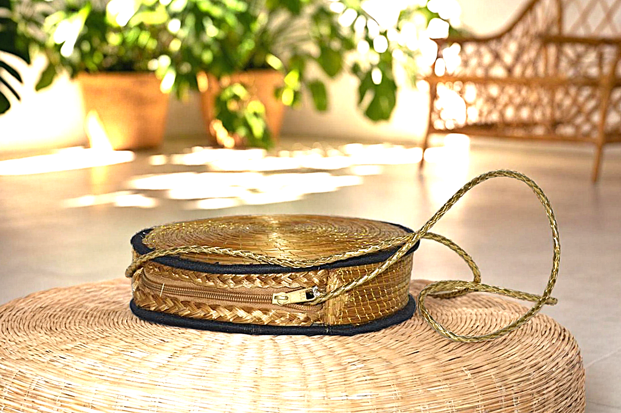 Handwoven Straw Circular Bag
