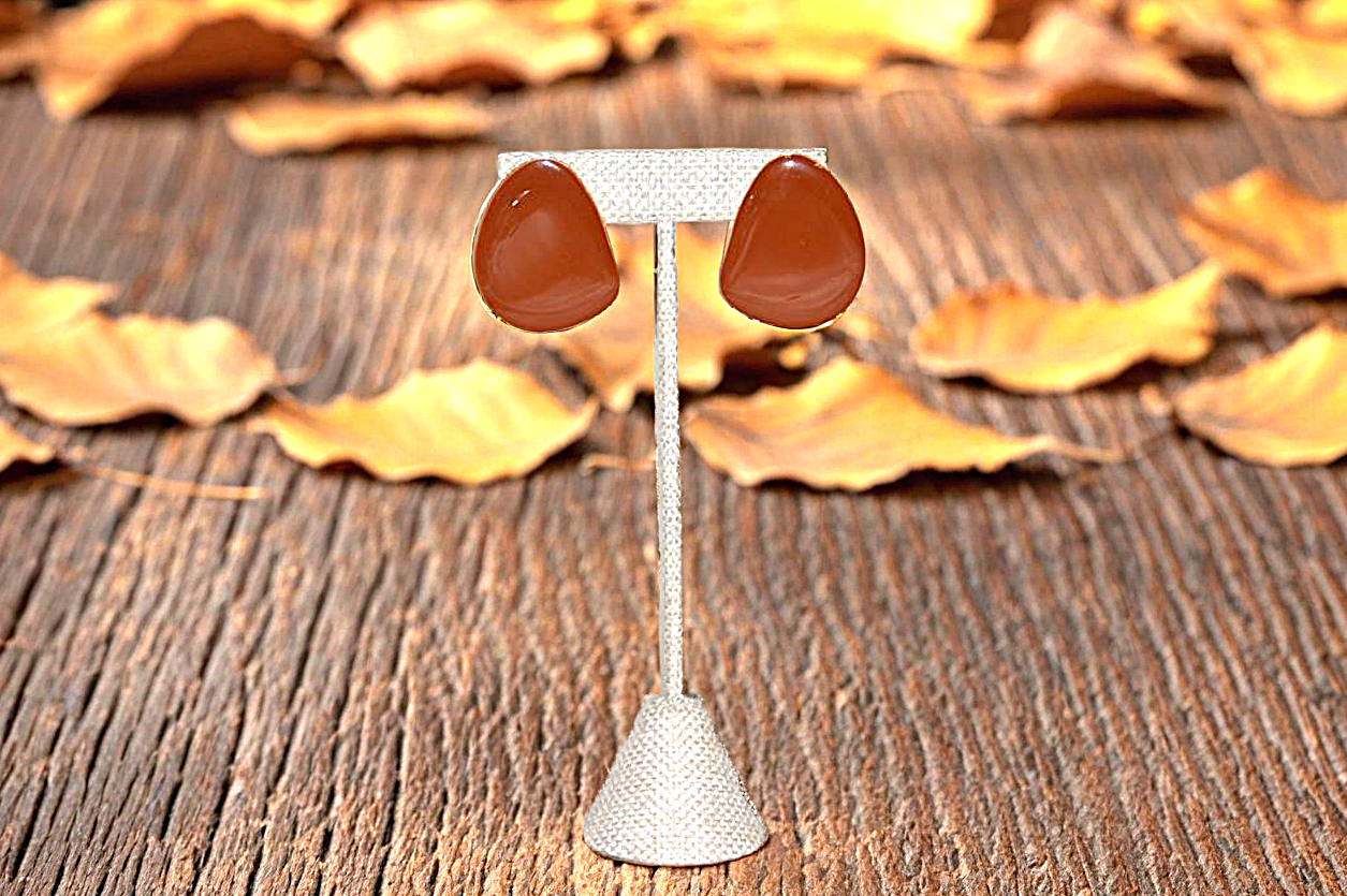 Brown Stone Stud Earrings