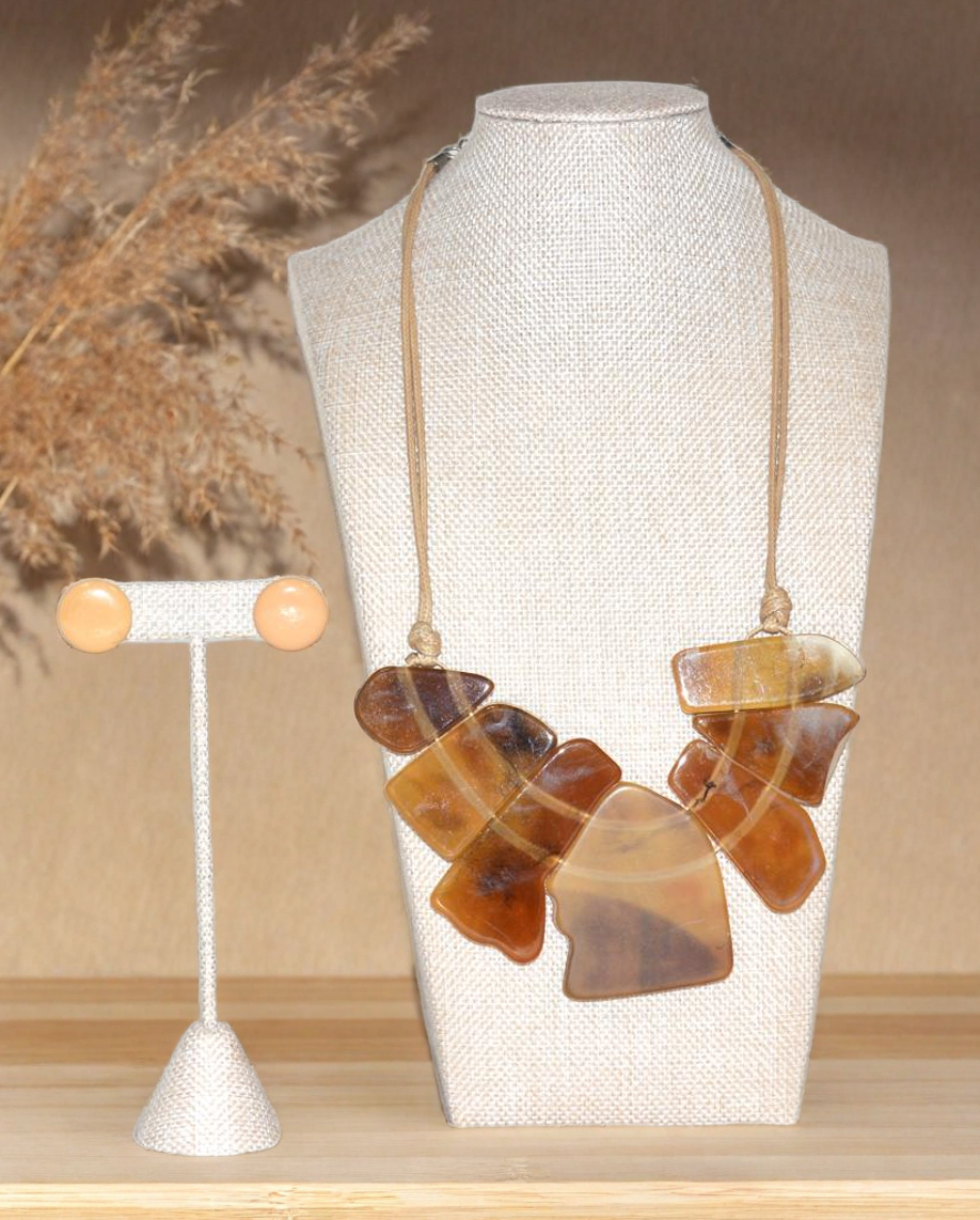 Amber Necklace and Earrings Set
