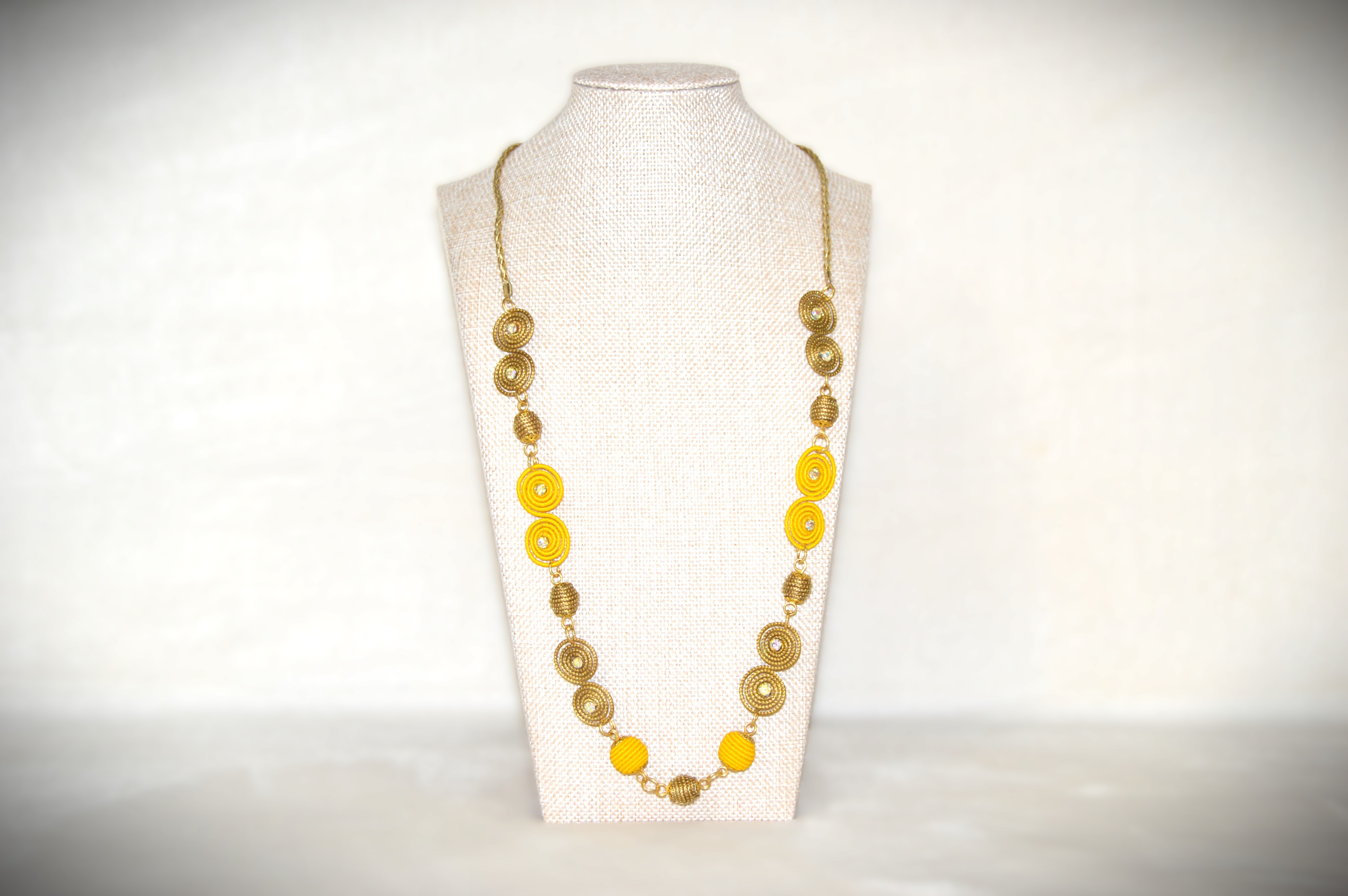 Yellow and Golden Beaded Necklace