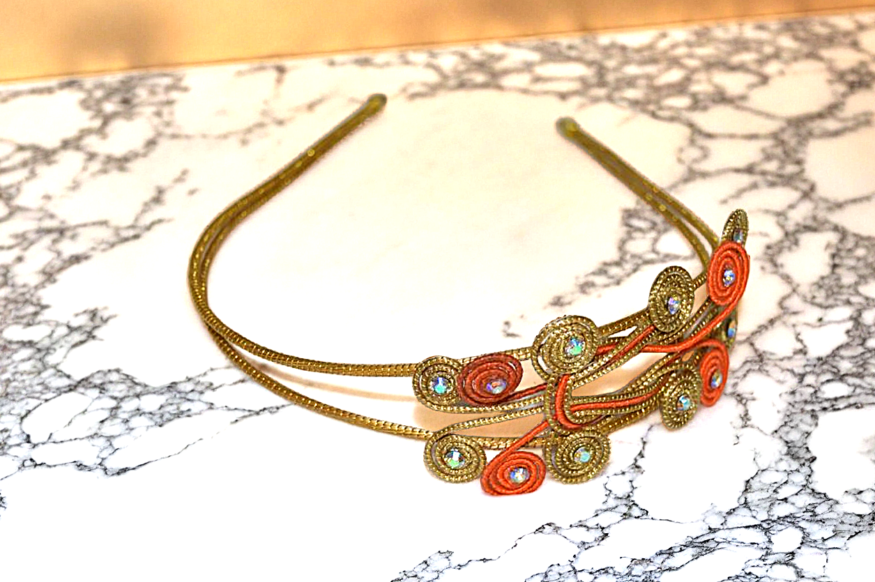 Elegant Golden and orange Color decorative Headband