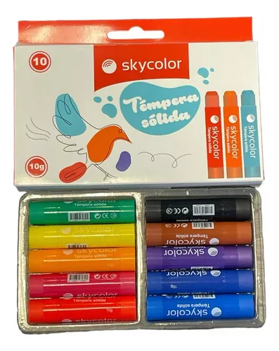 Tempera solida Skycolor x10 colores surtidos